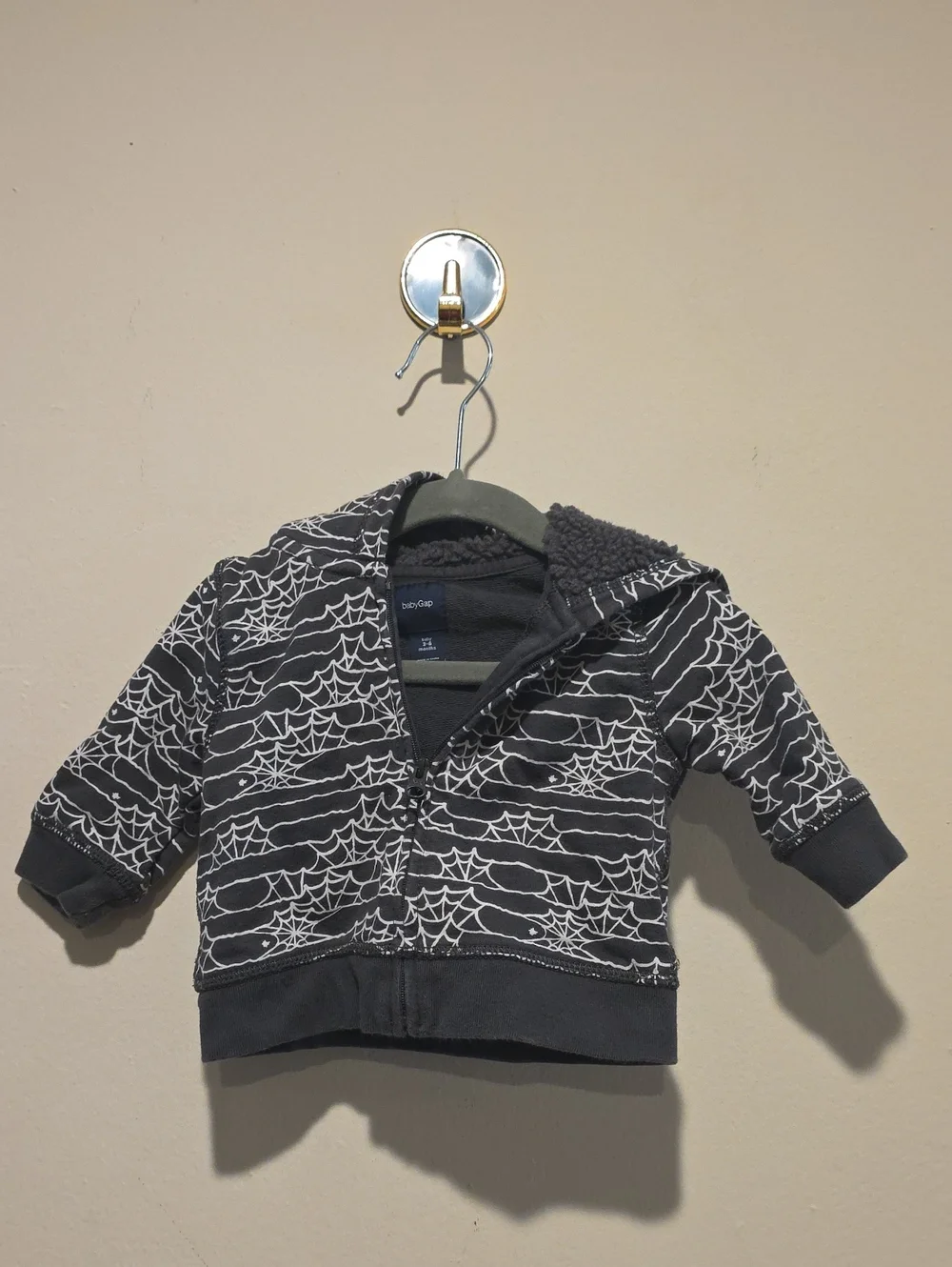 GAP Black Spiderweb Hooded Zip-Up Sweatshirt 3-6 Months Halloween